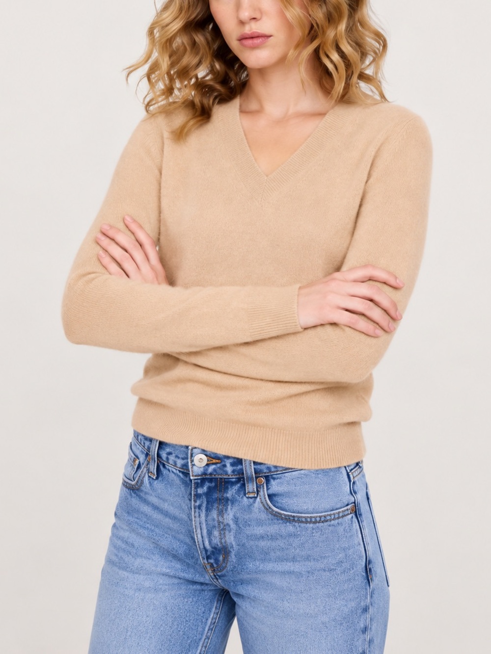 Banana Republic Cashmere Tan Beige V Neck Sweater